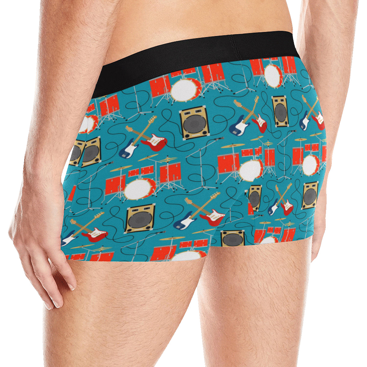 Drum Set Guitar Pattern Print Design 02 Men's Boxer Briefs