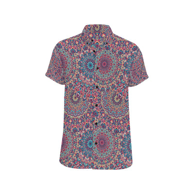 Boho Pattern Print Design 05 Men's Short Sleeve Button Up Shirt