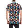 Monkey Colorful Design Themed Print Men's Short Sleeve Button Up Shirt