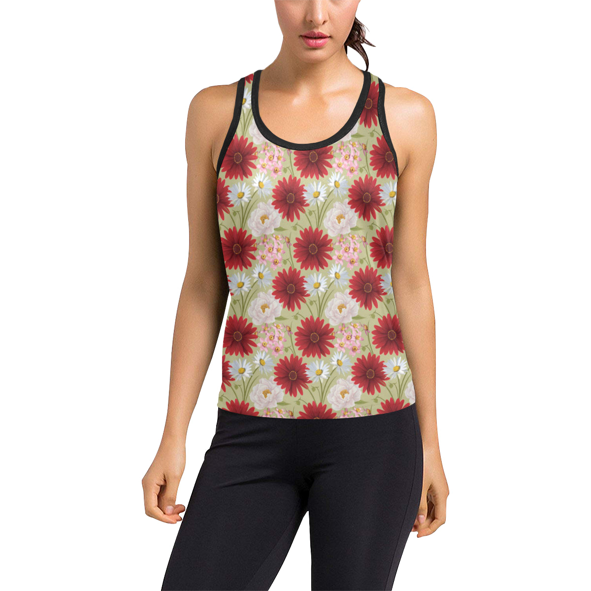 Gerberas Pattern Print Design GB07 Women's Racerback Tank Top