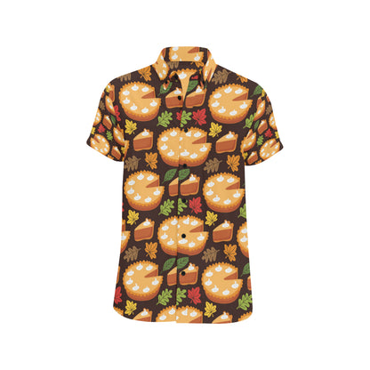 Pie Pattern Print Design A03 Men's Short Sleeve Button Up Shirt