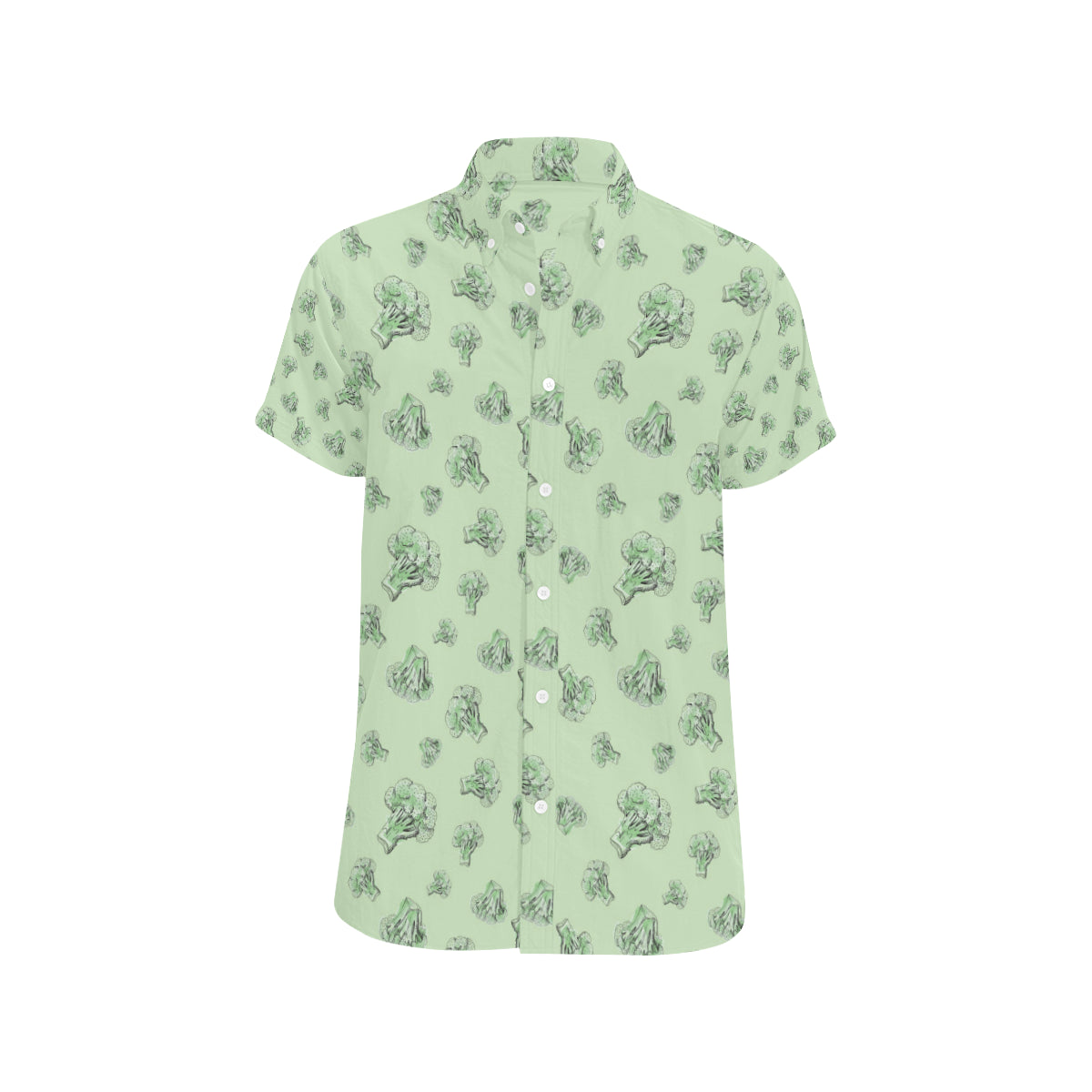Broccoli Pattern Print Design 05 Men's Short Sleeve Button Up Shirt
