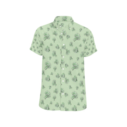 Broccoli Pattern Print Design 05 Men's Short Sleeve Button Up Shirt