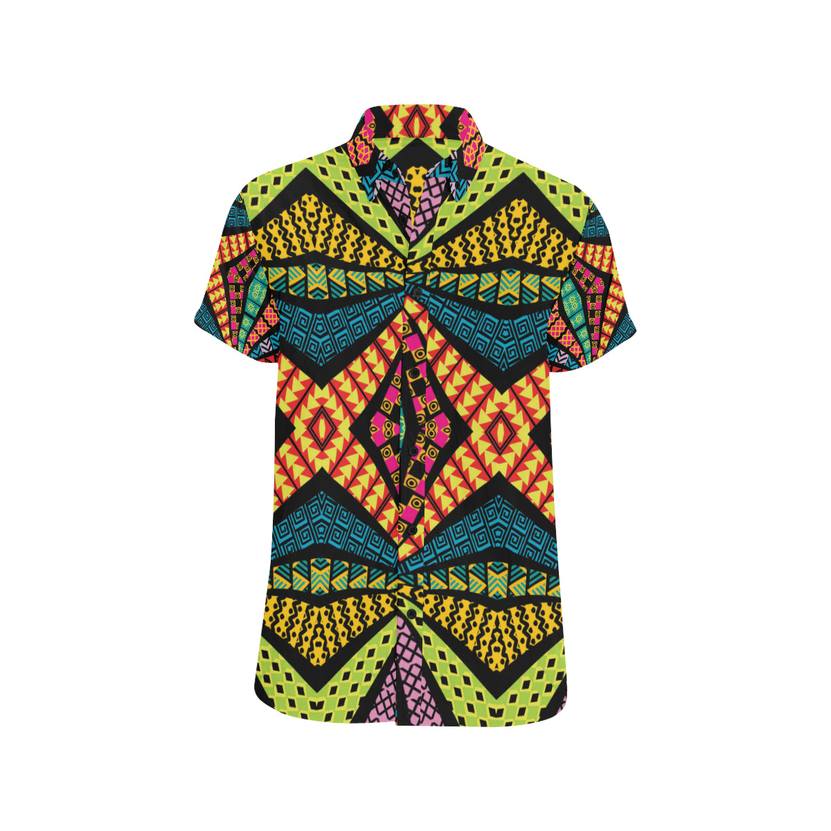 Kaleidoscope Pattern Print Design 05 Men's Short Sleeve Button Up Shirt
