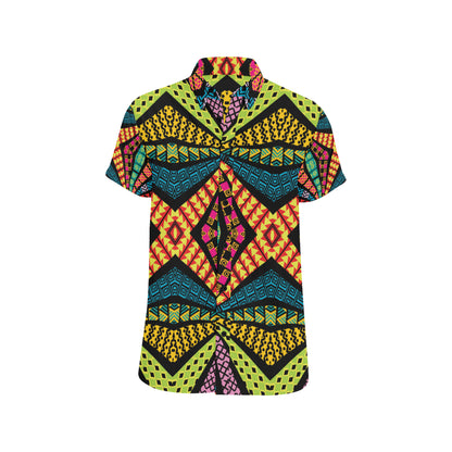 Kaleidoscope Pattern Print Design 05 Men's Short Sleeve Button Up Shirt