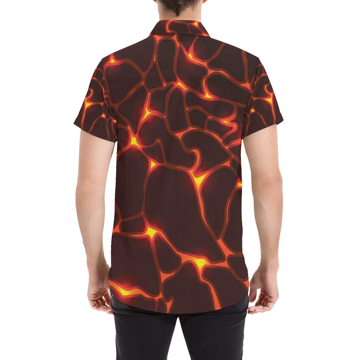 Lava Pattern Print Design 02 Men's Short Sleeve Button Up Shirt