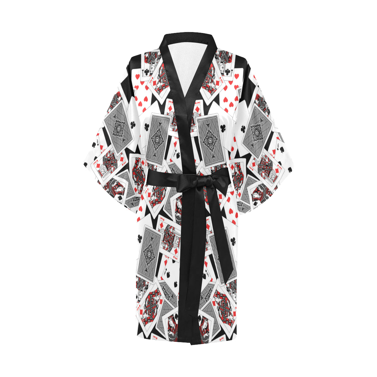 Poker Cards Pattern Print Design A04 Women's Short Kimono