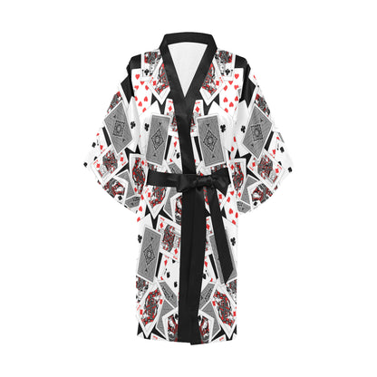Poker Cards Pattern Print Design A04 Women's Short Kimono