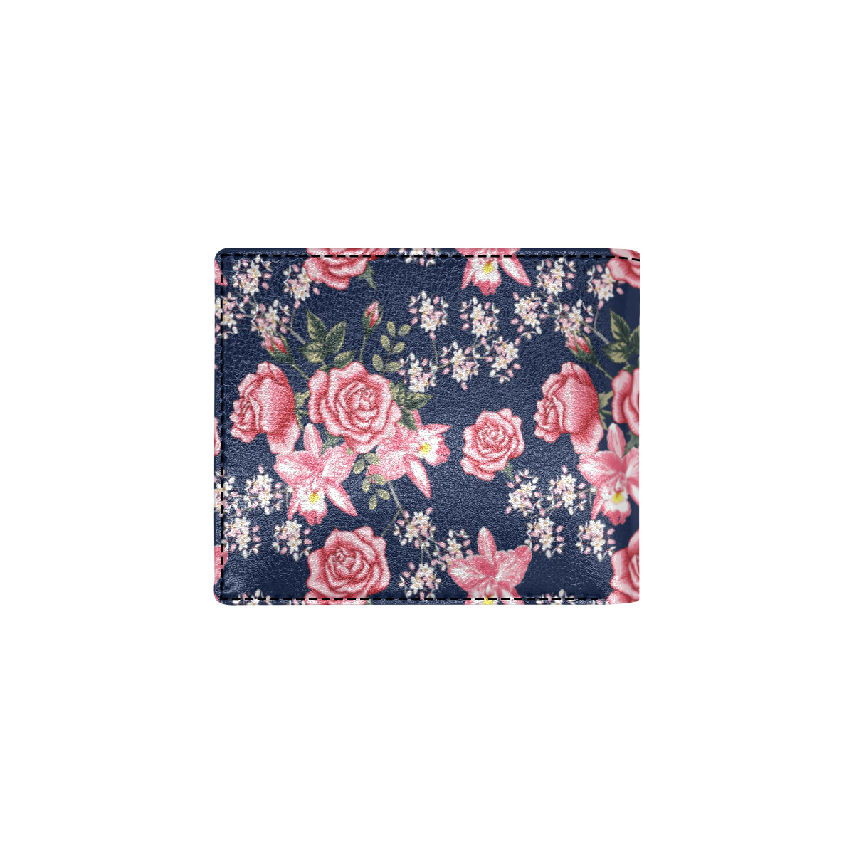 Rose Pattern Print Design A05 Men's ID Card Wallet