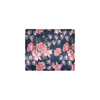 Rose Pattern Print Design A05 Men's ID Card Wallet