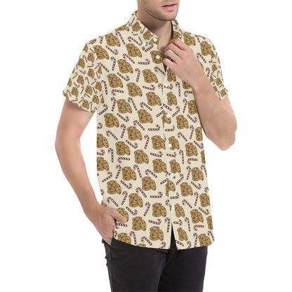 Cookie Pattern Print Design 04 Men's Short Sleeve Button Up Shirt