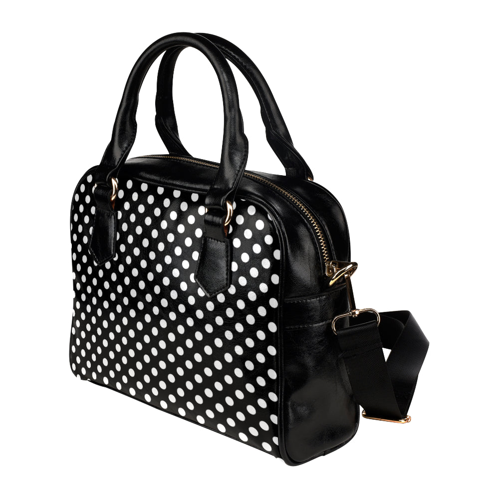 Polka Dot Black White Pattern Print Design 03 Shoulder Handbag