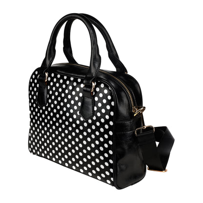 Polka Dot Black White Pattern Print Design 03 Shoulder Handbag