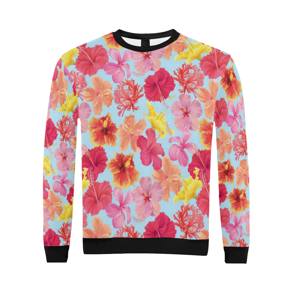 Hibiscus Pattern Print Design HB020 Men Long Sleeve Sweatshirt
