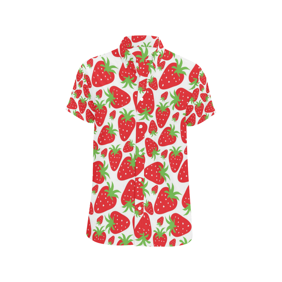Strawberry Pattern Print Design SB01 Men's Short Sleeve Button Up Shirt