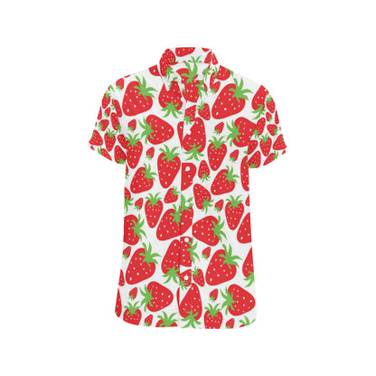 Strawberry Pattern Print Design SB01 Men's Short Sleeve Button Up Shirt