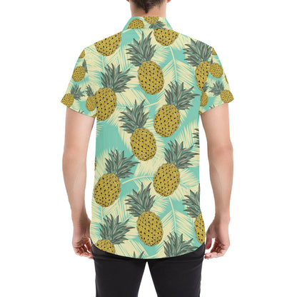 Pineapple Pattern Print Design PP03 Men's Short Sleeve Button Up Shirt