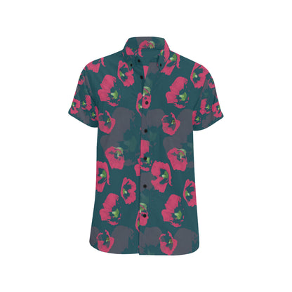 Morning Glory Pattern Print Design 01 Men's Short Sleeve Button Up Shirt