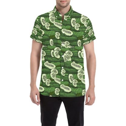 Cucumber Pattern Print Design CC01 Men's Short Sleeve Button Up Shirt