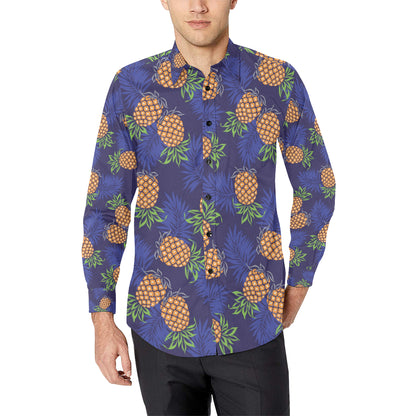 Pineapple Pattern Print Design PP02 Men's Long Sleeve Shirt