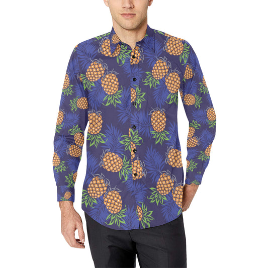 Pineapple Pattern Print Design PP02 Men's Long Sleeve Shirt
