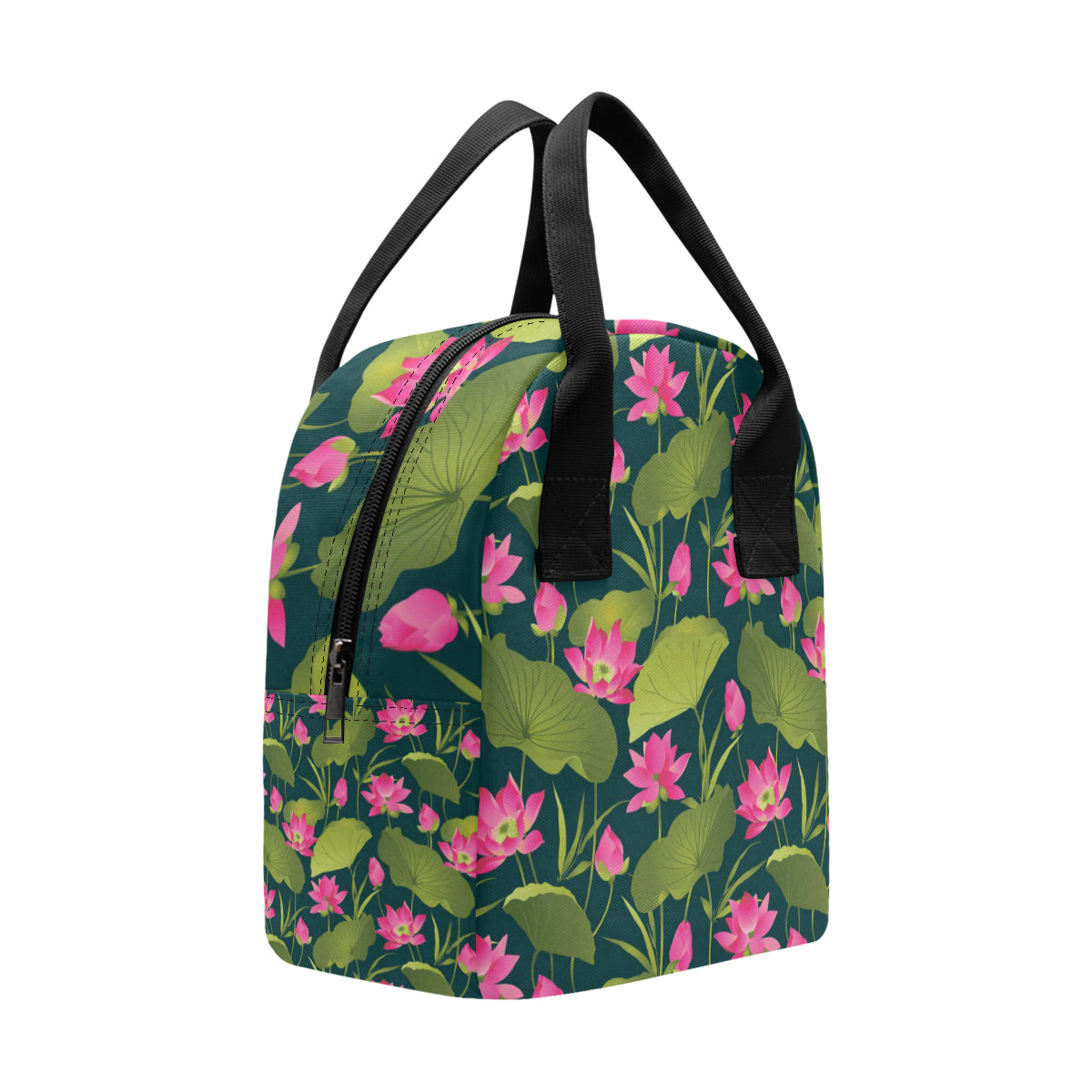 Water Lily Pattern Print Design WL09 Insulated Lunch Bag