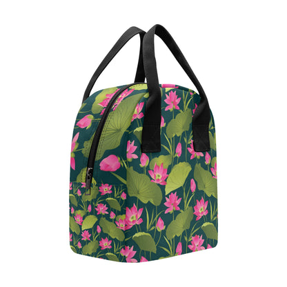 Water Lily Pattern Print Design WL09 Insulated Lunch Bag