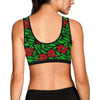 Red Hibiscus Embroidered Pattern Print Design HB03 Sports Bra