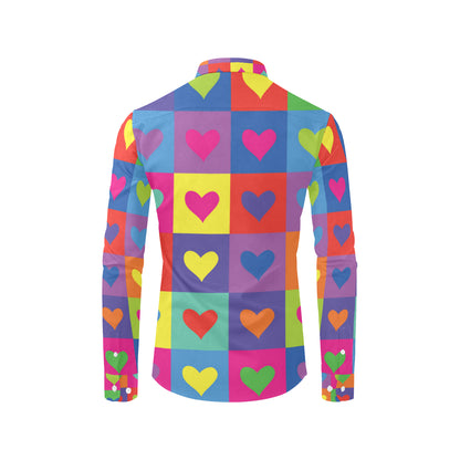 Pop Art Heart Pattern Print Design A01 Men's Long Sleeve Shirt