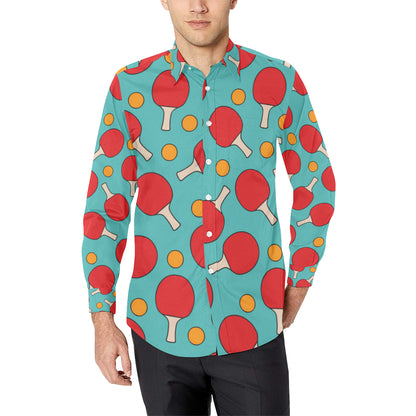 Ping Pong Pattern Print Design A01 Men's Long Sleeve Shirt
