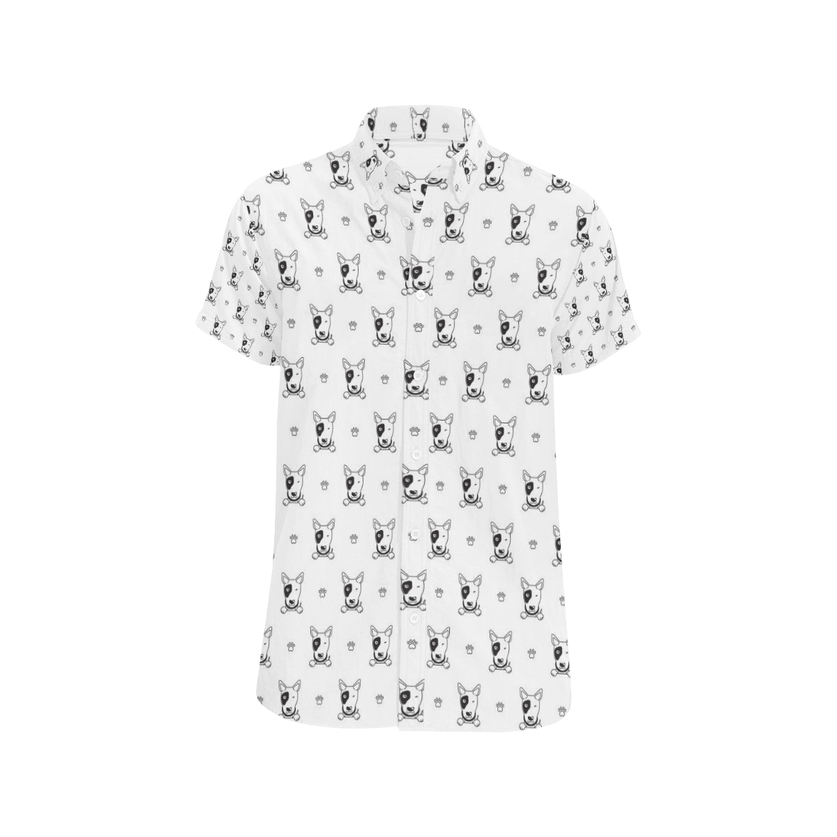 Bull Terriers Pattern Print Design 06 Men's Short Sleeve Button Up Shirt