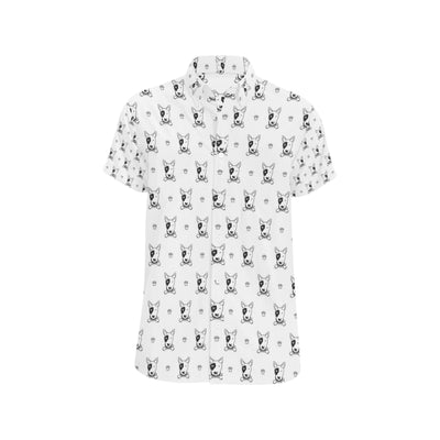 Bull Terriers Pattern Print Design 06 Men's Short Sleeve Button Up Shirt