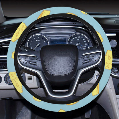 Cheese Pattern Print Design 04 Steering Wheel Cover with Elastic Edge