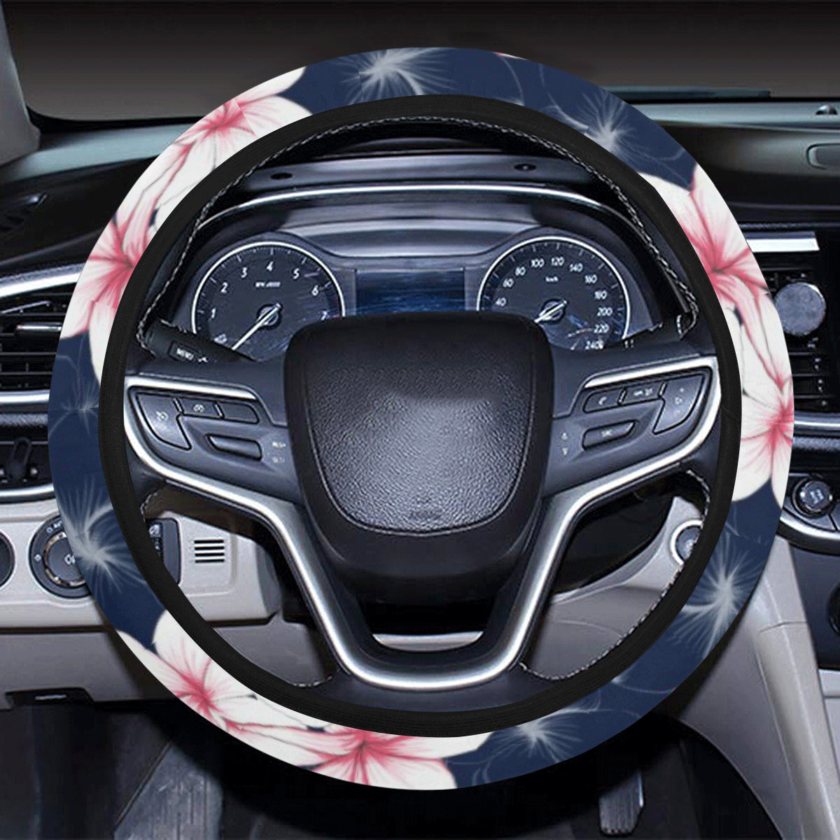 Plumeria Pattern Print Design PM017 Steering Wheel Cover with Elastic Edge