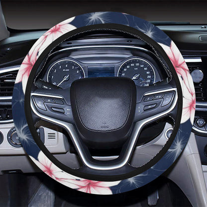 Plumeria Pattern Print Design PM017 Steering Wheel Cover with Elastic Edge