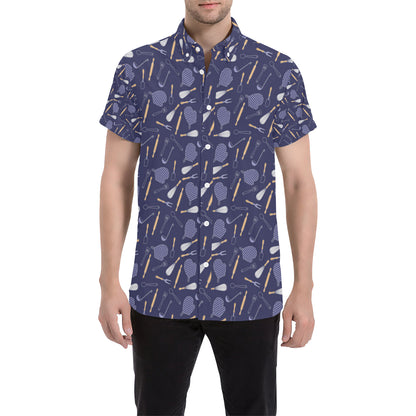 Cooking Kitchen Tools Pattern Print Design 04 Men's Short Sleeve Button Up Shirt