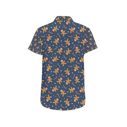 Gingerbread Pattern Print Design 01 Men's Short Sleeve Button Up Shirt