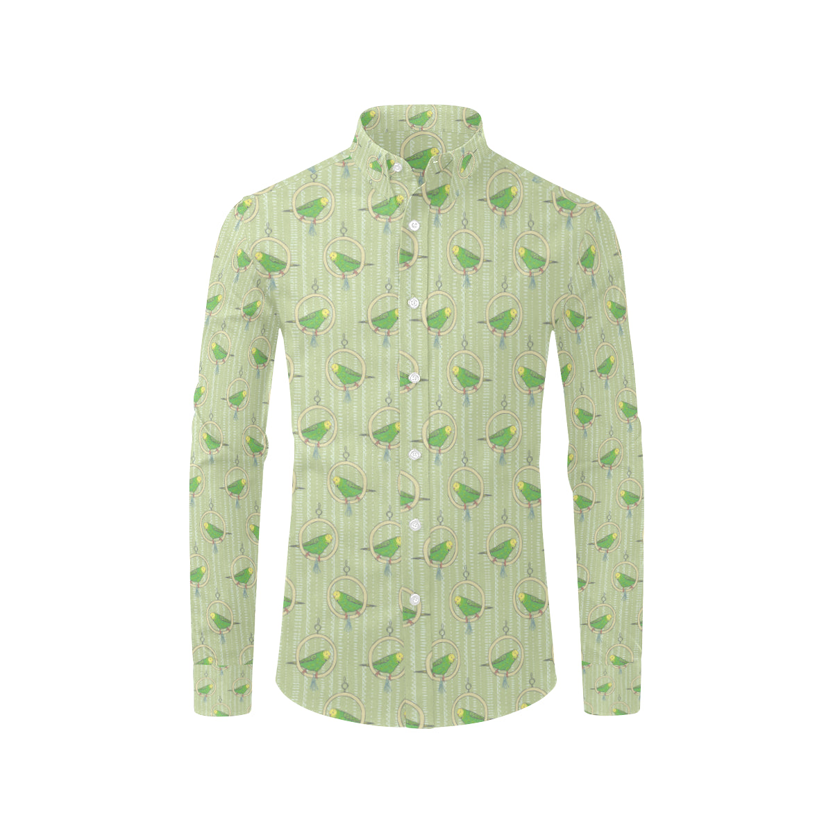 Budgerigar Pattern Print Design 02 Men's Long Sleeve Shirt