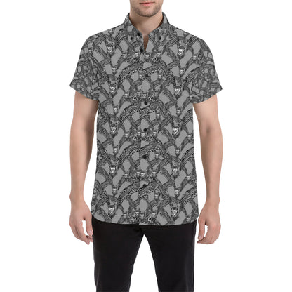 Bat Pattern Print Design 04 Men's Short Sleeve Button Up Shirt