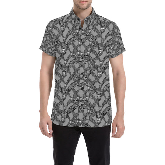 Bat Pattern Print Design 04 Men's Short Sleeve Button Up Shirt