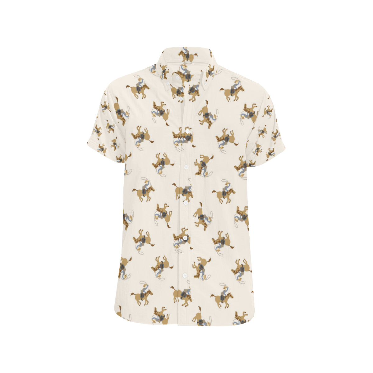 Cowboy Pattern Print Design 01 Men's Short Sleeve Button Up Shirt