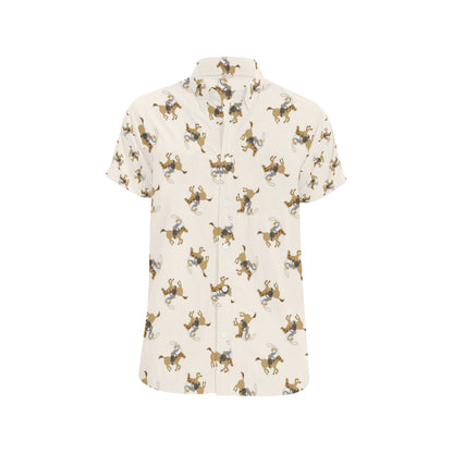 Cowboy Pattern Print Design 01 Men's Short Sleeve Button Up Shirt