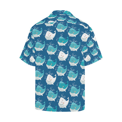 Blue Whale Pattern Print Design 01 Men's Hawaiian Shirt