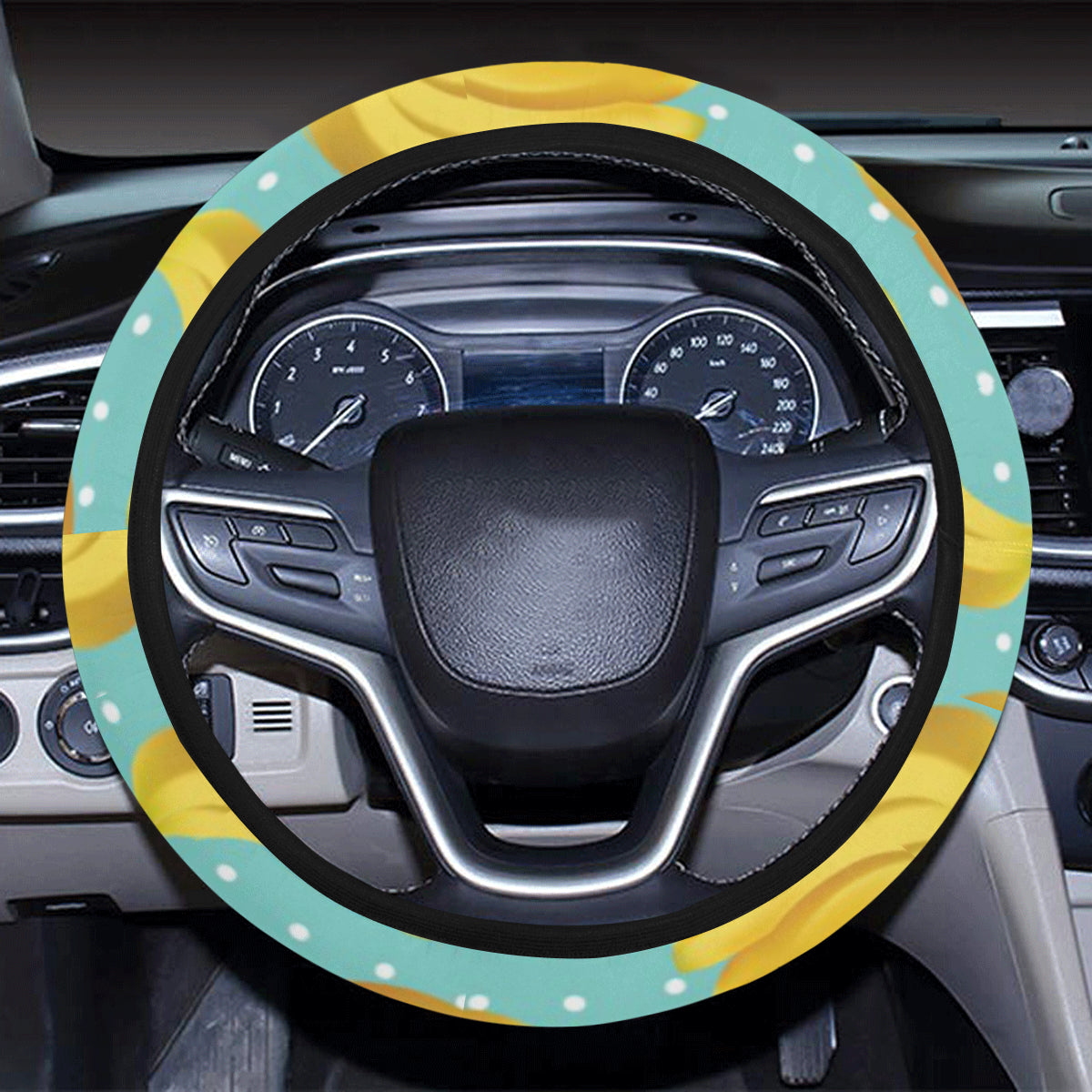 Banana Pattern Print Design BA02 Steering Wheel Cover with Elastic Edge