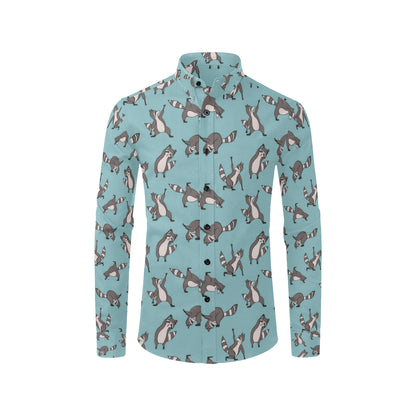 Raccoon Pattern Print Design A07 Men's Long Sleeve Shirt