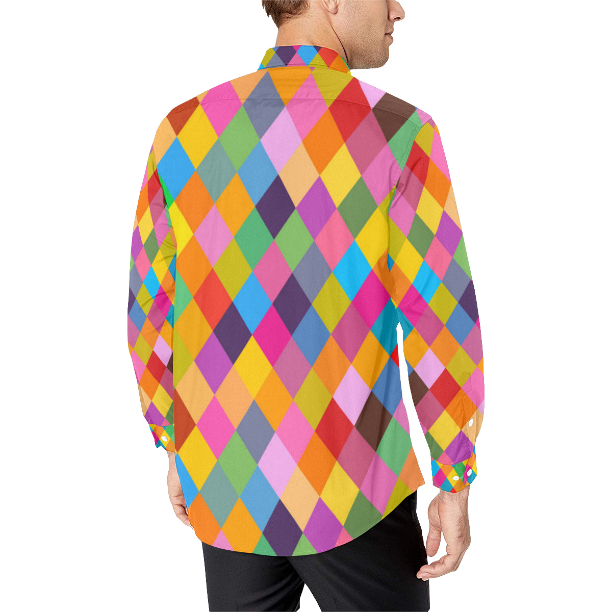 Harlequin Pattern Print Design 02 Men's Long Sleeve Shirt