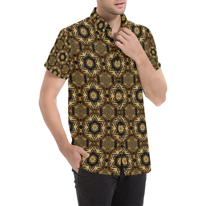 Celtic Pattern Print Design 07 Men's Short Sleeve Button Up Shirt