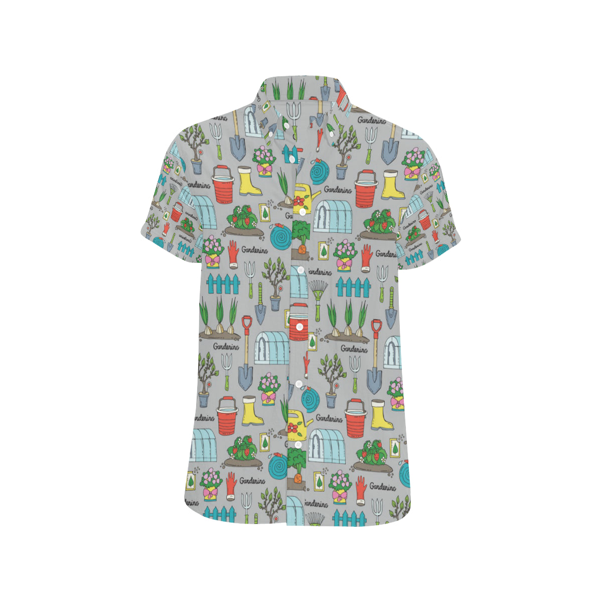 Gardening Pattern Print Design G07 Men's Short Sleeve Button Up Shirt