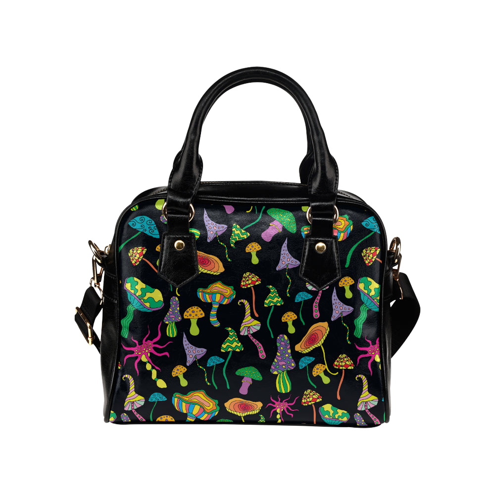 Psychedelic Mushroom Pattern Print Design A02 Shoulder Handbag