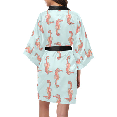 SeaHorse Pattern Print Design 01 Women's Short Kimono